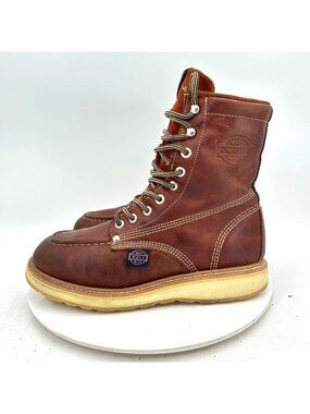White Wolf Men Size 10 Brown Leather Moc Toe Lace Up 8 Inch Work Boot